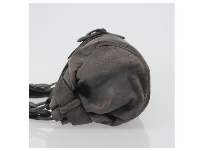 LOEWE Tote Bag Wildleder Grau Silber Auth 192813 Braun - Ansicht 4