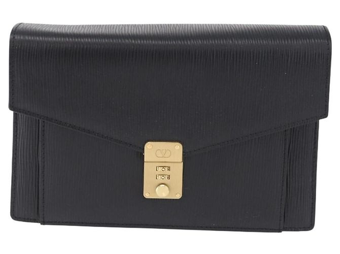 Clutch VALENTINO in pelle nera e oro Auth 191140 Nero D'oro - vista 13