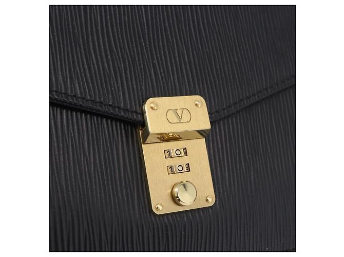 Clutch VALENTINO in pelle nera e oro Auth 191140 Nero D'oro - vista 17