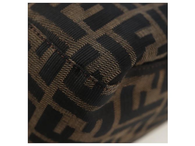 FENDI Zucca Canvas Mamma Baguette Schultertasche Braun Silber Auth 192730V - Ansicht 15