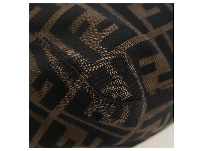 FENDI Zucca Canvas Mamma Baguette Schultertasche Braun Silber Auth 192730V - Ansicht 17
