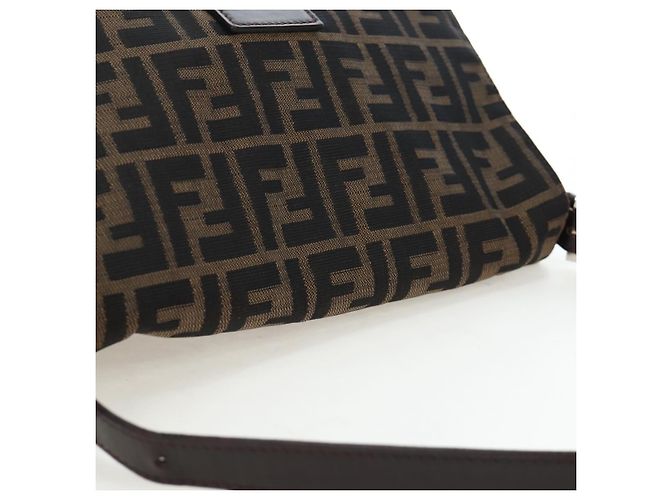 FENDI Zucca Canvas Mamma Baguette Schultertasche Braun Silber Auth 192730V - Ansicht 6