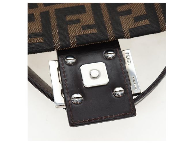 FENDI Zucca Canvas Mamma Baguette Schultertasche Braun Silber Auth 192730V - Ansicht 9