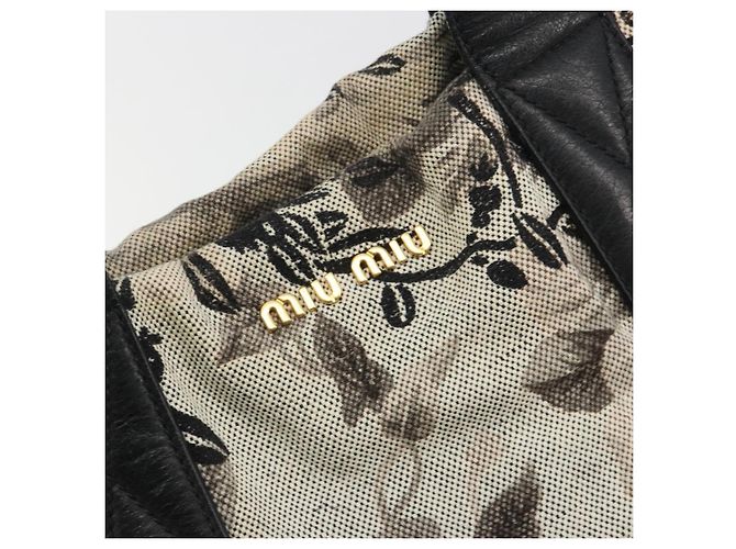 Borsa Tote Miu Miu in tela beige e oro Auth 193986 D'oro - vista 18