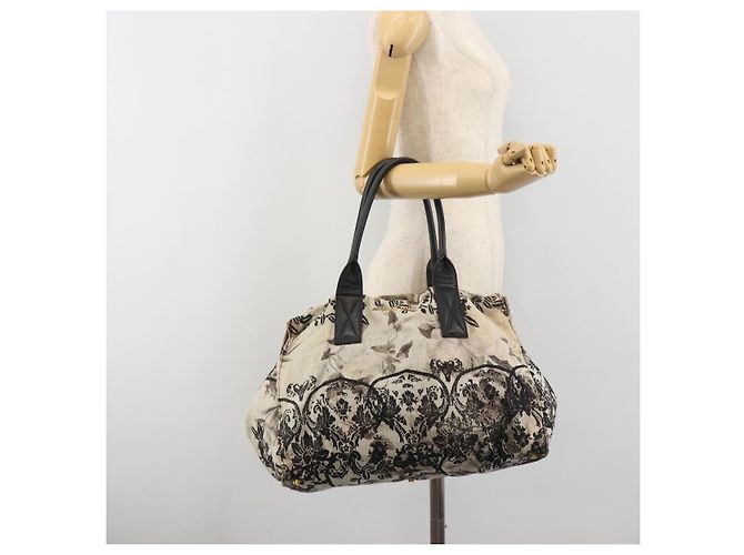 Borsa Tote Miu Miu in tela beige e oro Auth 193986 D'oro - vista 25