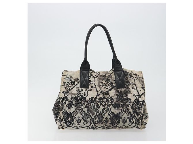 Borsa Tote Miu Miu in tela beige e oro Auth 193986 D'oro - vista 3