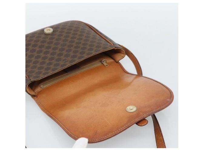 Céline Borsa a Spalla CELINE Macadam Canvas PVC Pelle Marrone Oro Auth 194551 D'oro - vista 10