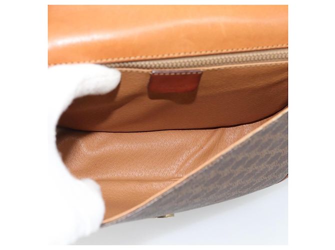 Céline Borsa a Spalla CELINE Macadam Canvas PVC Pelle Marrone Oro Auth 194551 D'oro - vista 11