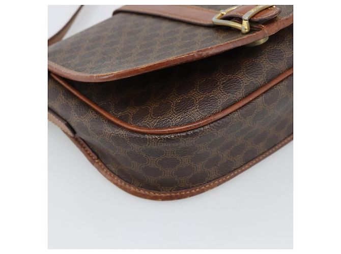 Céline Borsa a Spalla CELINE Macadam Canvas PVC Pelle Marrone Oro Auth 194551 D'oro - vista 14
