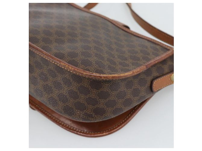 Céline Borsa a Spalla CELINE Macadam Canvas PVC Pelle Marrone Oro Auth 194551 D'oro - vista 15