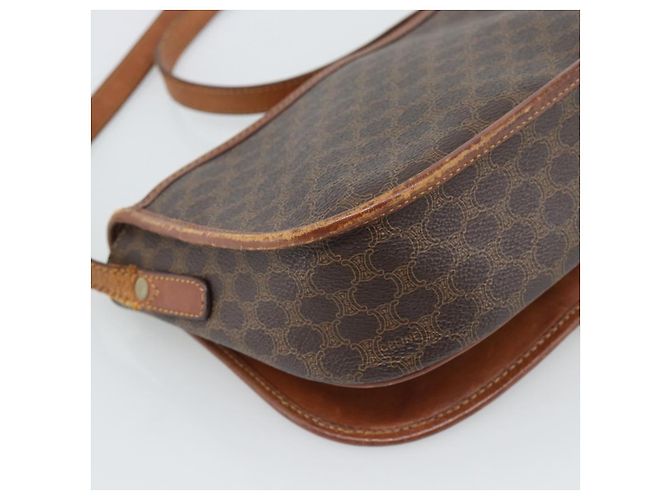 Céline Borsa a Spalla CELINE Macadam Canvas PVC Pelle Marrone Oro Auth 194551 D'oro - vista 16