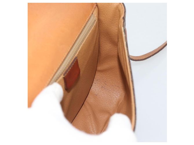 Céline Borsa a Spalla CELINE Macadam Canvas PVC Pelle Marrone Oro Auth 194551 D'oro - vista 18