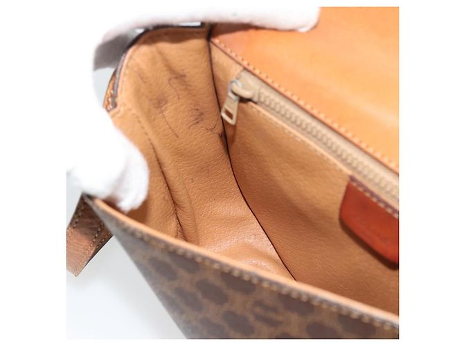 Céline Borsa a Spalla CELINE Macadam Canvas PVC Pelle Marrone Oro Auth 194551 D'oro - vista 19