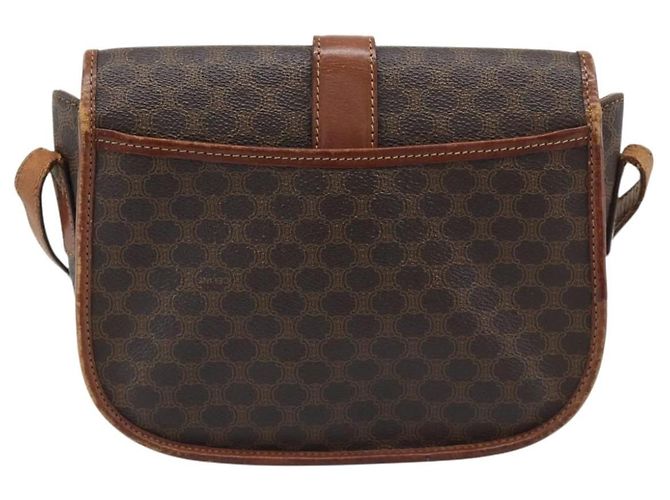 Céline Borsa a Spalla CELINE Macadam Canvas PVC Pelle Marrone Oro Auth 194551 D'oro - vista 2