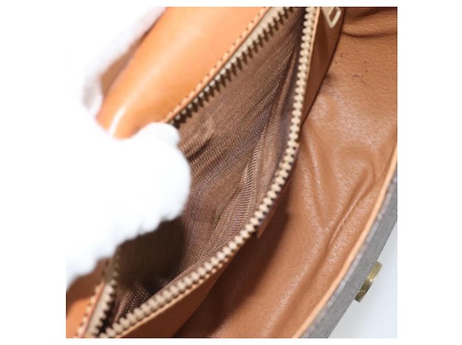 Céline Borsa a Spalla CELINE Macadam Canvas PVC Pelle Marrone Oro Auth 194551 D'oro - vista 21