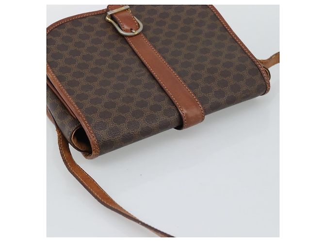 Céline Borsa a Spalla CELINE Macadam Canvas PVC Pelle Marrone Oro Auth 194551 D'oro - vista 6