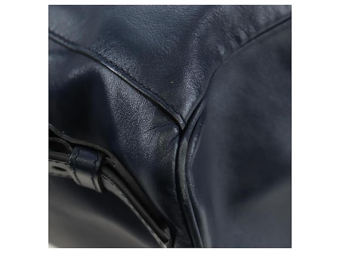 PRADA Backpack Leather Navy Silver Auth 191791V Silvery Navy blue - view 17