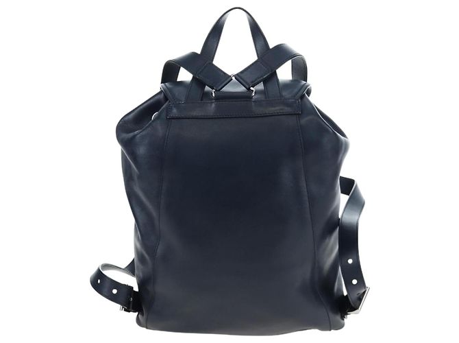 PRADA Backpack Leather Navy Silver Auth 191791V Silvery Navy blue - view 2