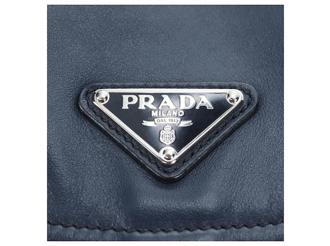 PRADA Backpack Leather Navy Silver Auth 191791V Silvery Navy blue - view 21