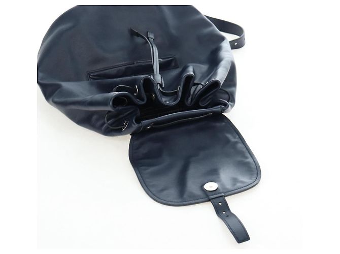 PRADA Backpack Leather Navy Silver Auth 191791V Silvery Navy blue - view 22