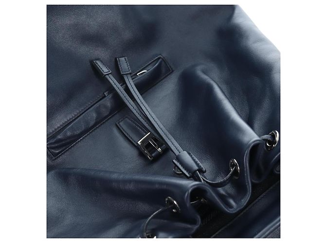 PRADA Backpack Leather Navy Silver Auth 191791V Silvery Navy blue - view 23