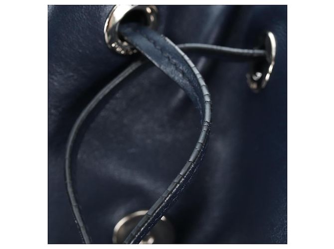 PRADA Backpack Leather Navy Silver Auth 191791V Silvery Navy blue - view 24