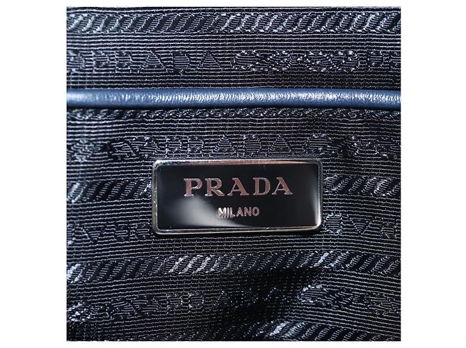 PRADA Backpack Leather Navy Silver Auth 191791V Silvery Navy blue - view 25