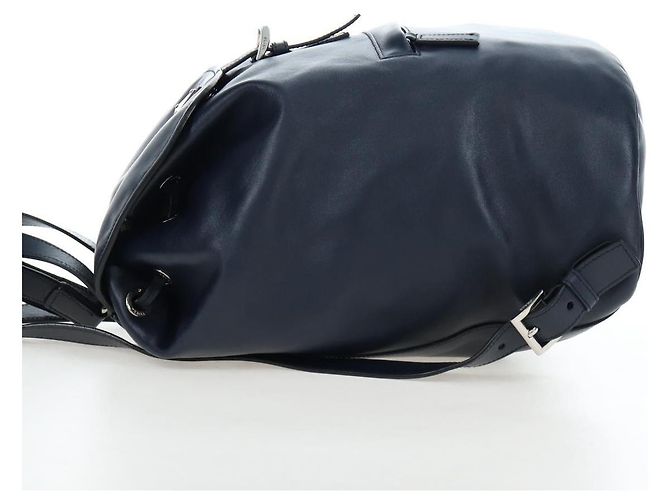 PRADA Backpack Leather Navy Silver Auth 191791V Silvery Navy blue - view 3