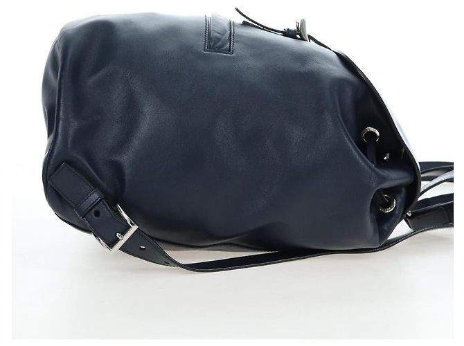 PRADA Backpack Leather Navy Silver Auth 191791V Silvery Navy blue - view 4