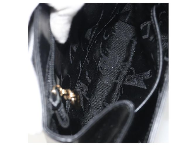 Sac à main Salvatore Ferragamo Gancini en cuir 2way Noir Or Auth 192668 Doré - vue 11