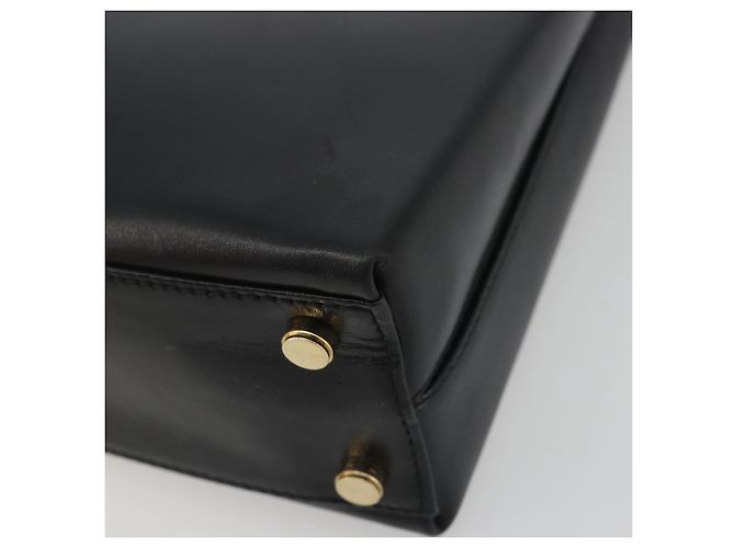 Sac à main Salvatore Ferragamo Gancini en cuir 2way Noir Or Auth 192668 Doré - vue 16
