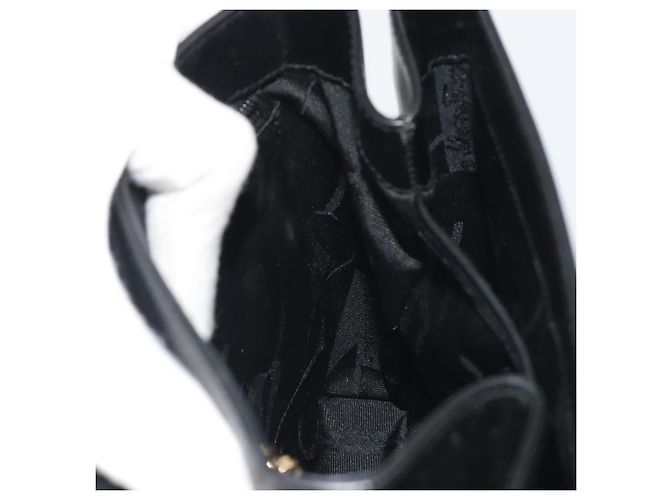 Sac à main Salvatore Ferragamo Gancini en cuir 2way Noir Or Auth 192668 Doré - vue 21