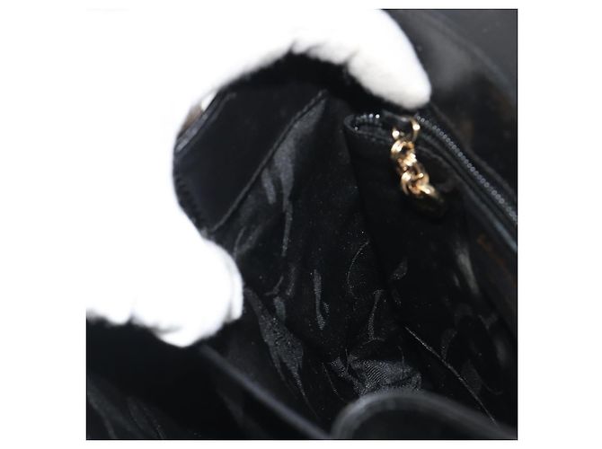 Sac à main Salvatore Ferragamo Gancini en cuir 2way Noir Or Auth 192668 Doré - vue 22