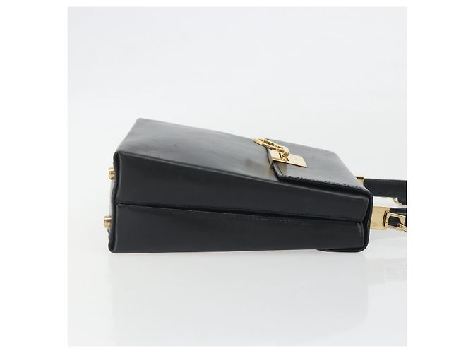 Sac à main Salvatore Ferragamo Gancini en cuir 2way Noir Or Auth 192668 Doré - vue 3