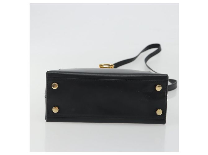 Sac à main Salvatore Ferragamo Gancini en cuir 2way Noir Or Auth 192668 Doré - vue 5
