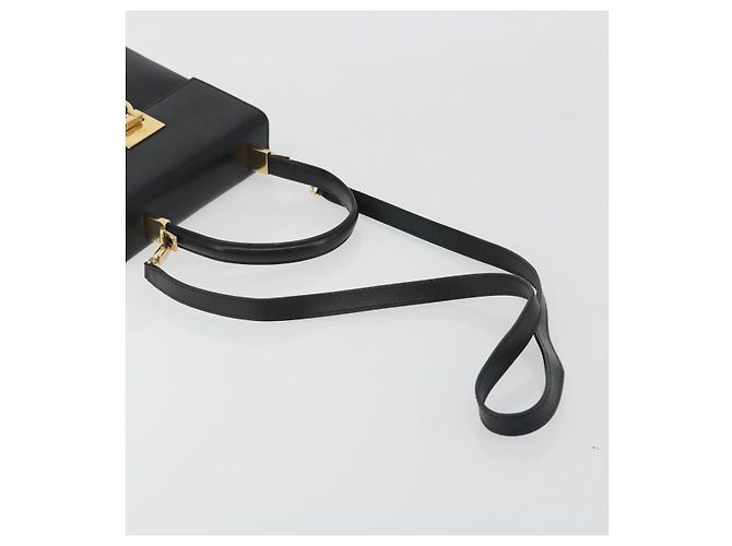 Sac à main Salvatore Ferragamo Gancini en cuir 2way Noir Or Auth 192668 Doré - vue 8