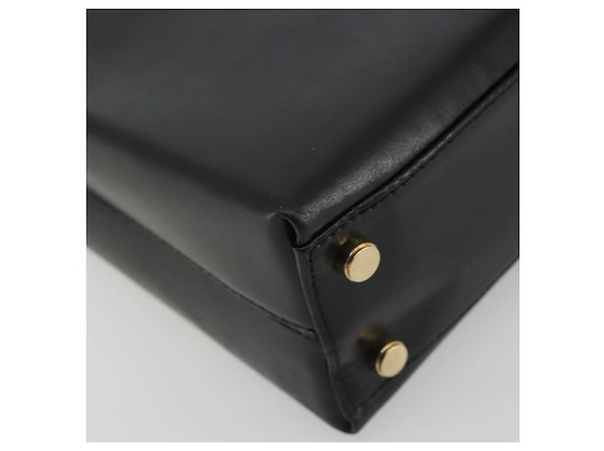 Sac à main Salvatore Ferragamo Gancini en cuir 2way Noir Or Auth 192668 Doré - vue 9