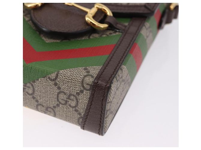 GUCCI GG Supreme Shoulder Bag PVC Beige Gold 625615 Auth 193018V Golden - view 14