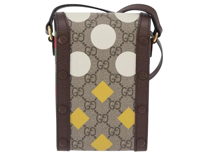 GUCCI GG Supreme Shoulder Bag PVC Beige Gold 625615 Auth 193018V Golden - view 2