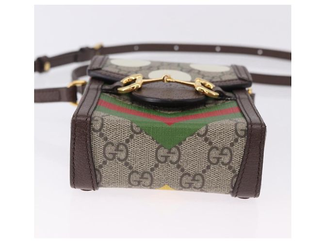 GUCCI GG Supreme Shoulder Bag PVC Beige Gold 625615 Auth 193018V Golden - view 5