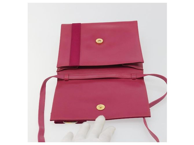 Sac à bandoulière Salvatore Ferragamo Vala en cuir rose or authentique 193072 - vue 17