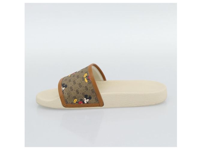Sandali GUCCI Disney MicroGG in PVC e pelle Beige 603702 Auth ar14145M - vista 11