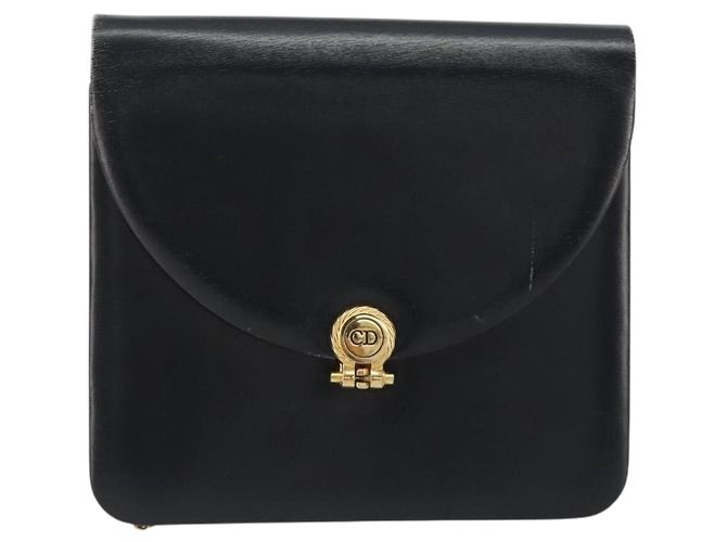 Borsa a tracolla con catena Christian Dior in pelle nera e finiture dorate Auth ep15258 Nero - vista 13