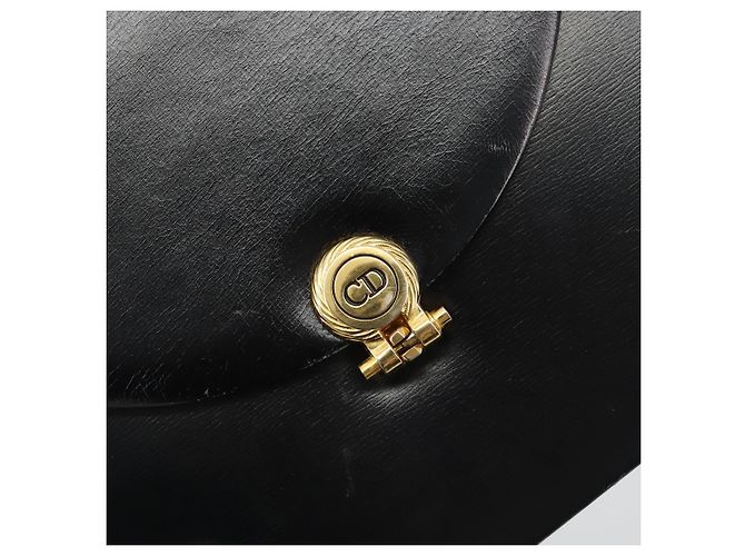 Borsa a tracolla con catena Christian Dior in pelle nera e finiture dorate Auth ep15258 Nero - vista 19