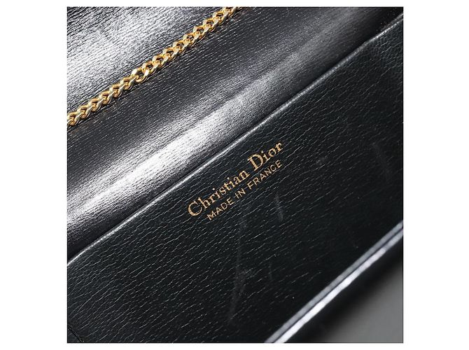 Borsa a tracolla con catena Christian Dior in pelle nera e finiture dorate Auth ep15258 Nero - vista 20