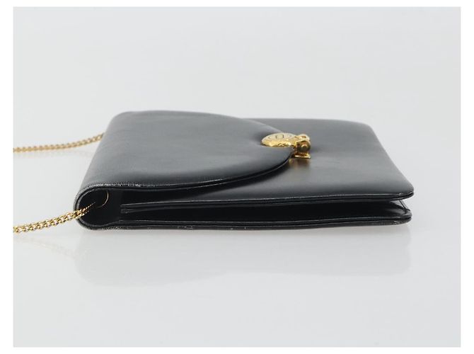 Borsa a tracolla con catena Christian Dior in pelle nera e finiture dorate Auth ep15258 Nero - vista 4