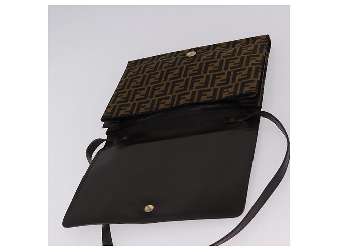 Borsa a Spalla FENDI Zucca Canvas Marrone Oro Auth 192615 D'oro - vista 10