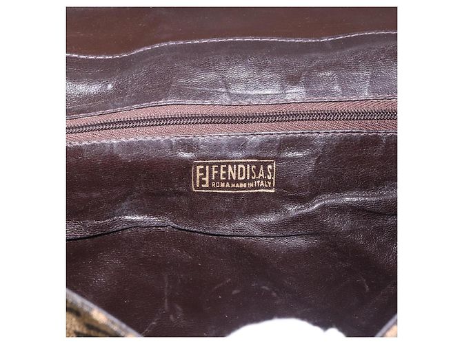 Borsa a Spalla FENDI Zucca Canvas Marrone Oro Auth 192615 D'oro - vista 11