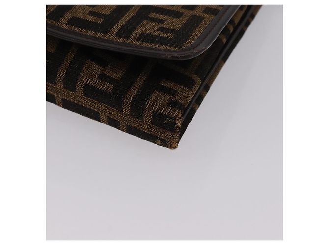 Borsa a Spalla FENDI Zucca Canvas Marrone Oro Auth 192615 D'oro - vista 14