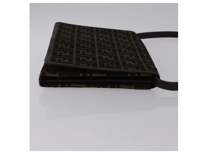 Borsa a Spalla FENDI Zucca Canvas Marrone Oro Auth 192615 D'oro - vista 3